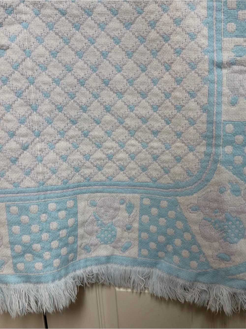 Vintage Carriage Boutique Pink Blue Teddy Bear Blanket